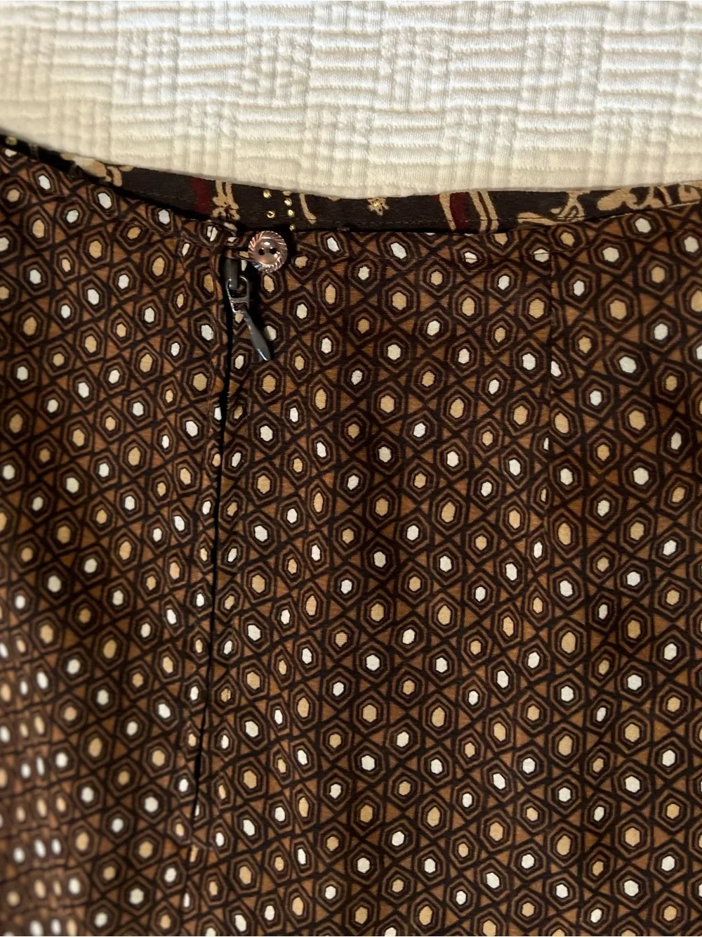 Brown Reversible Floral/polka dot Mermaid Midi Skirt